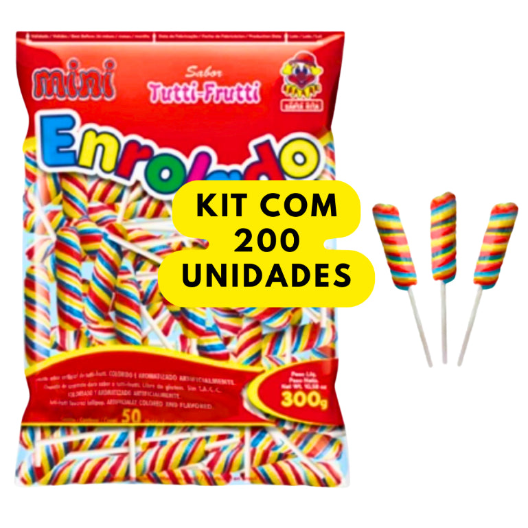 Pirulito Mini Enrolado Tutti-Frutti Aprox 50 Unidades 300g | Festa, Lembrancinha e Doces Infantis