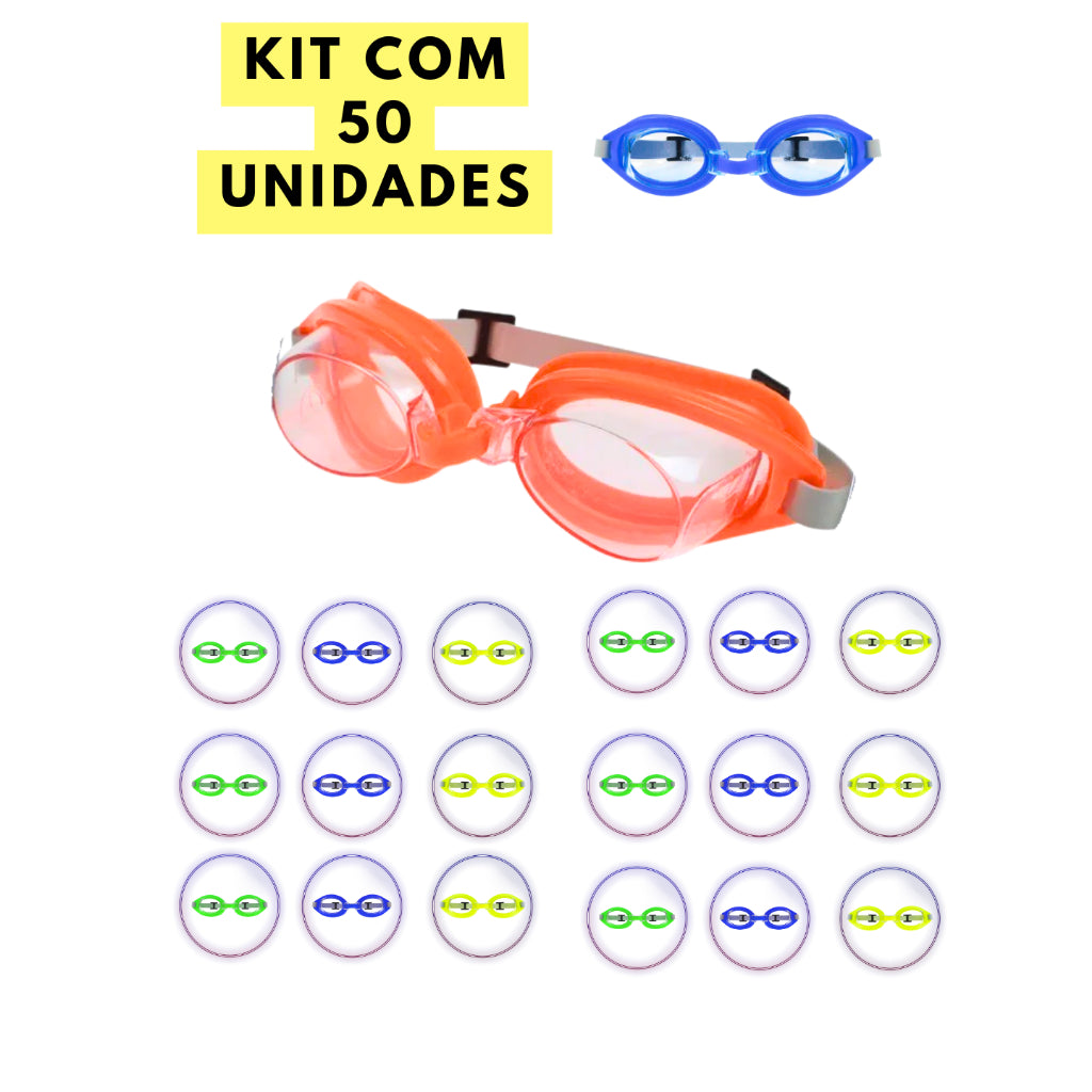 Óculos de Natação Infantil Ajustável 20/30/40/50  – Óculos de Piscina Lembrancinhas, Kit Festa