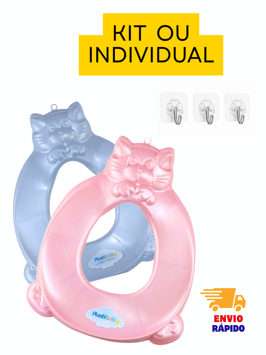 Kit Redutor de Assento Sanitário Infantil com Suporte  – Assento de Vaso Infantil Menino e Menina