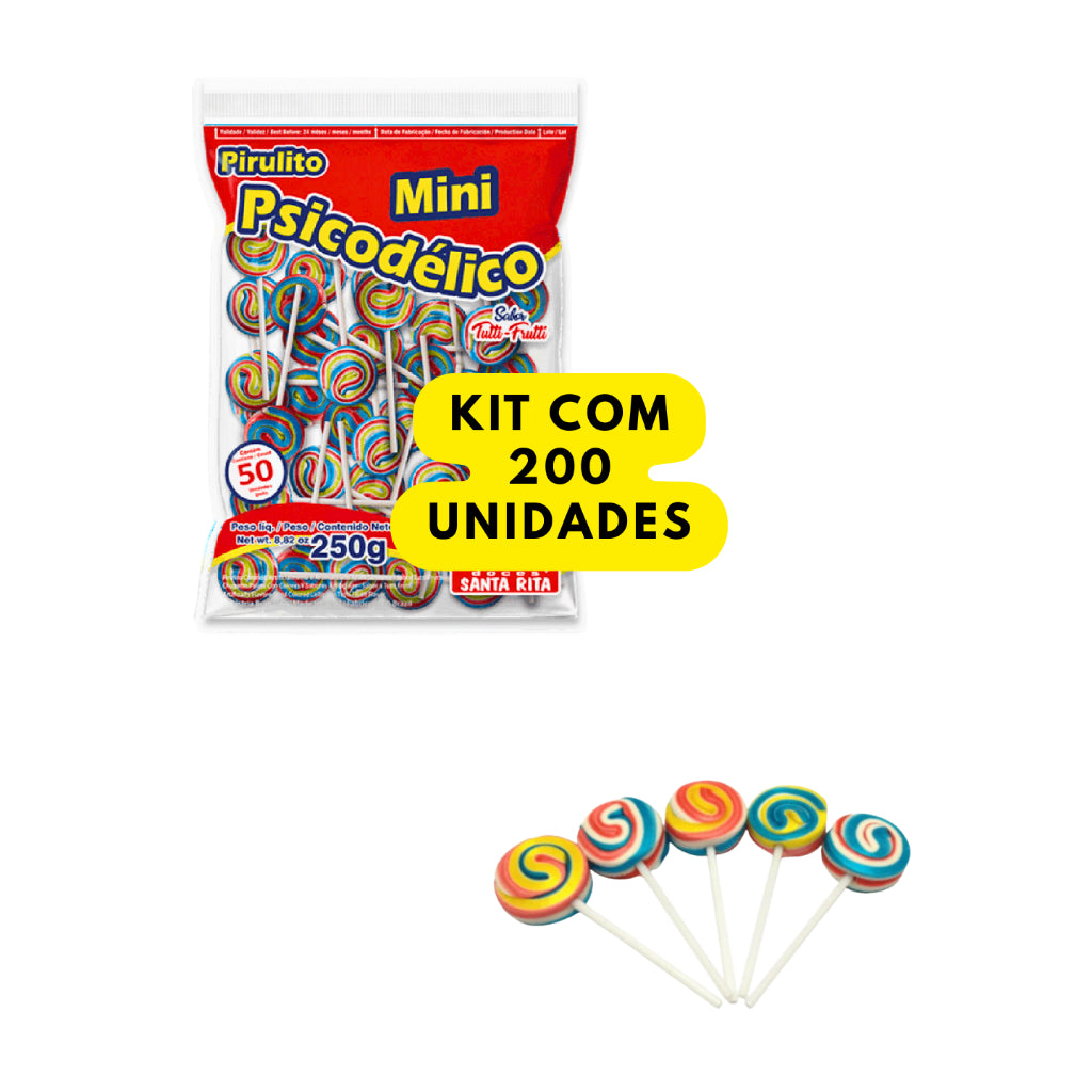 Pirulito Mini Redondo Tutti-Frutti Aprox 50 Unidades 250g | Festa, Lembrancinha e Doces Infantis