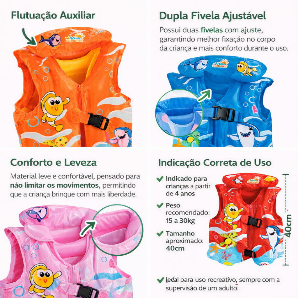 Kit 20 Coletes Infláveis Estampados Boia Infantil  4 Cores Brinquedo Piscina Praia Lago