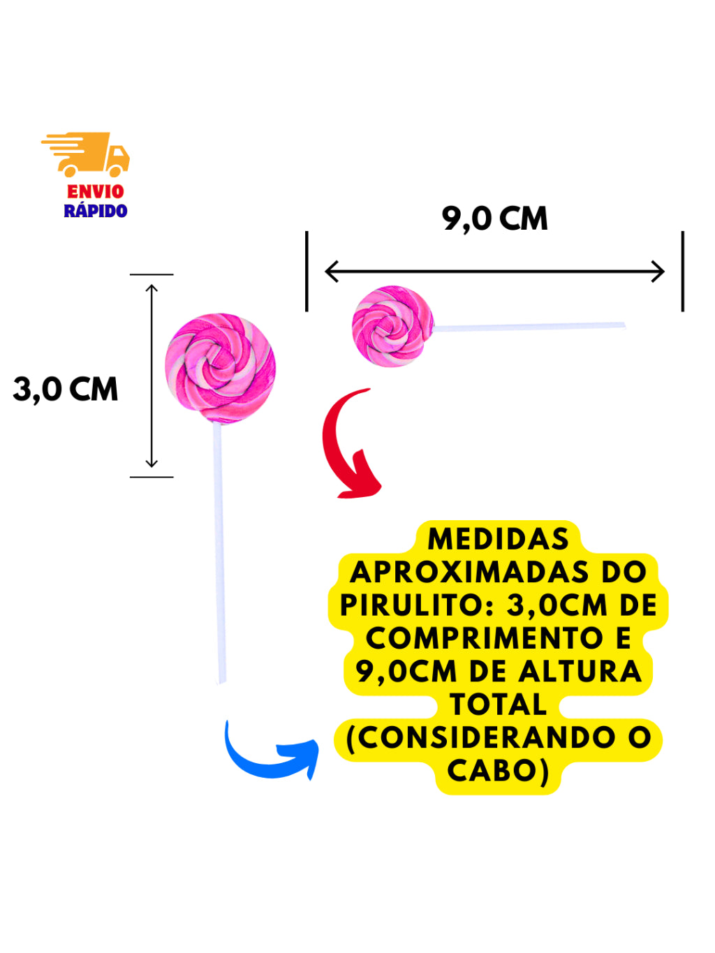 Pirulito Mini Psicodélico Rosa 250g Aprox 50 Unidades Tutti-Frutti Lembrancinha Festa Infantil Kit 50 100 150 200