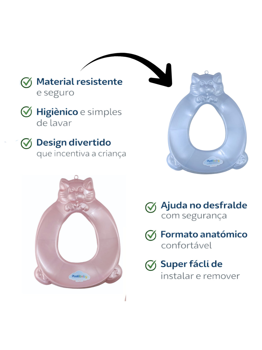 Kit Redutor de Assento Sanitário Infantil com Suporte  – Assento de Vaso Infantil Menino e Menina