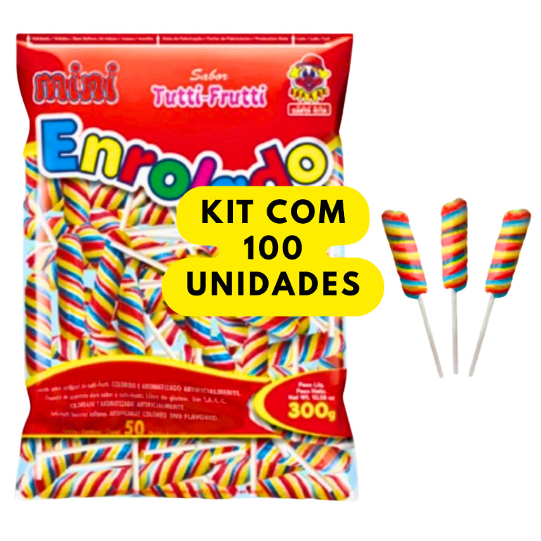 Pirulito Mini Enrolado Tutti-Frutti Aprox 50 Unidades 300g | Festa, Lembrancinha e Doces Infantis