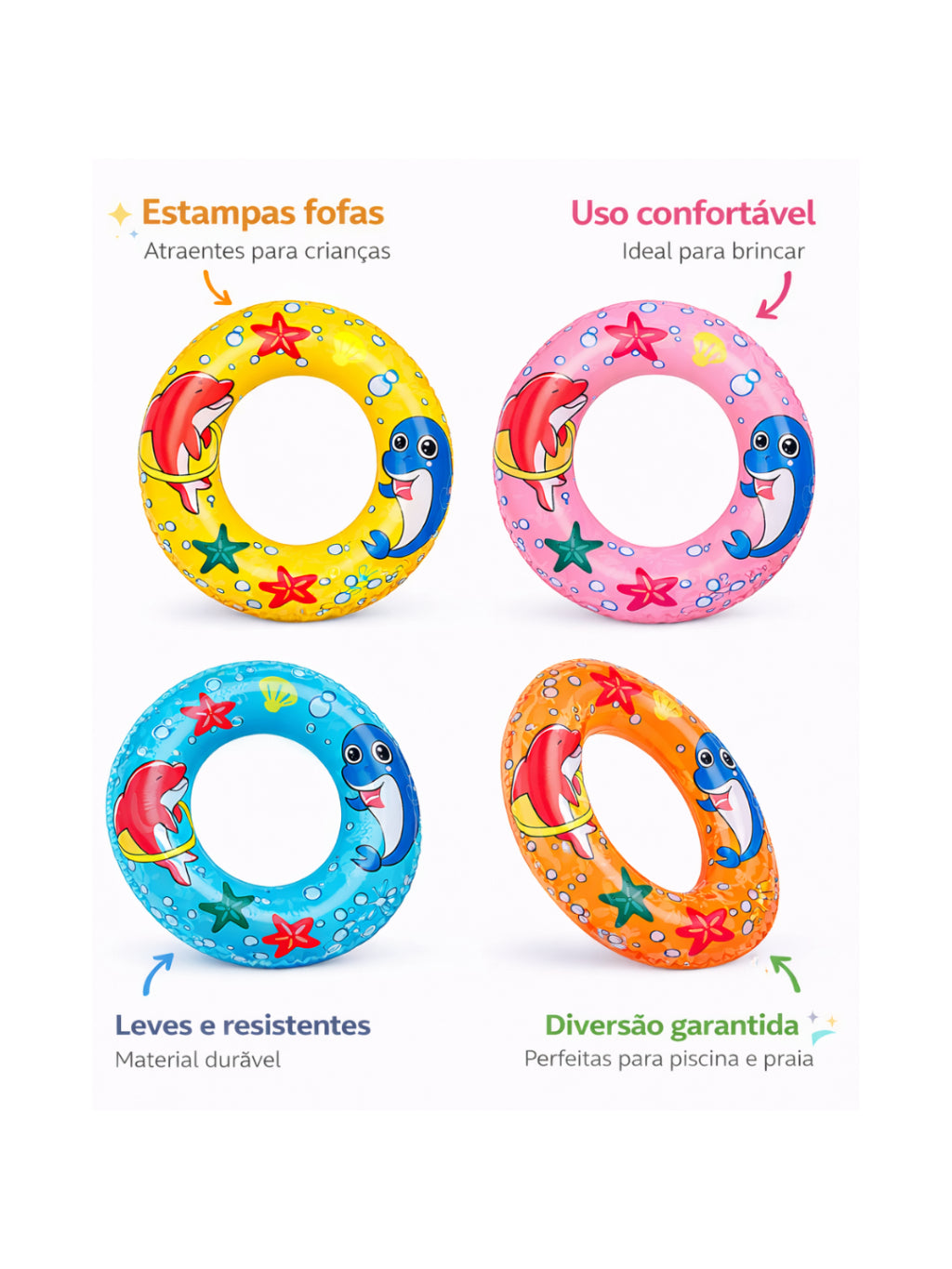 Bóias Infantil Infláveis Para Piscina Praia Verão Circular Infanfil  44cm