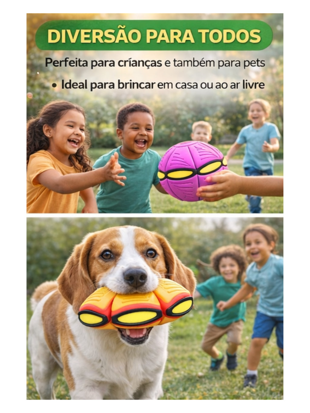Bola Mágica Voadora com LED 2 em 1 | Bola Maluca que Vira Disco | Brinquedo Infantil e Pet
