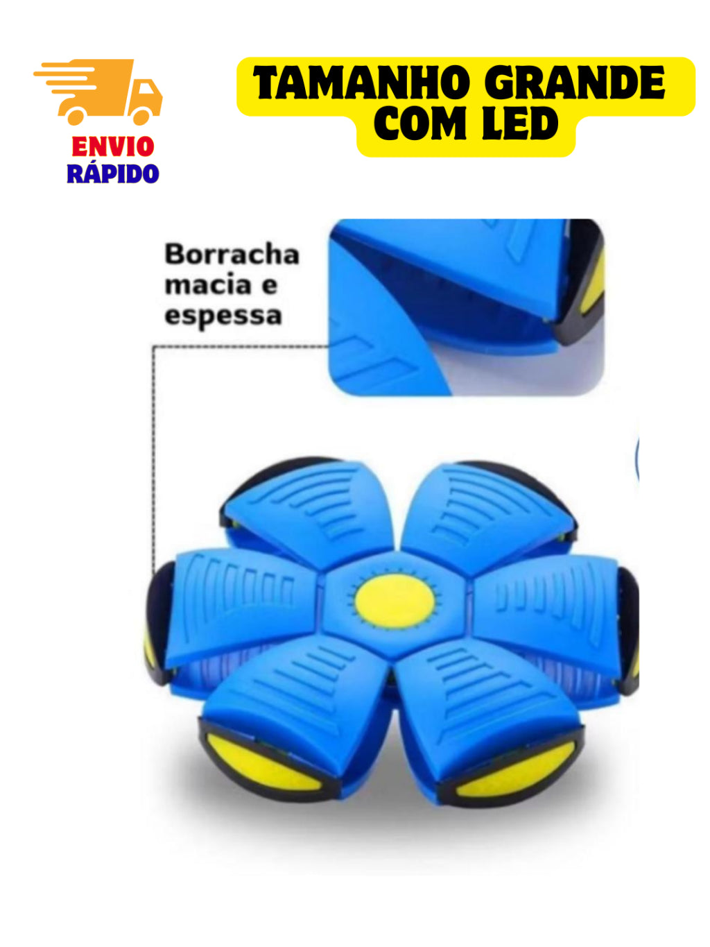 Bola Mágica Voadora com LED 2 em 1 | Bola Maluca que Vira Disco | Brinquedo Infantil e Pet
