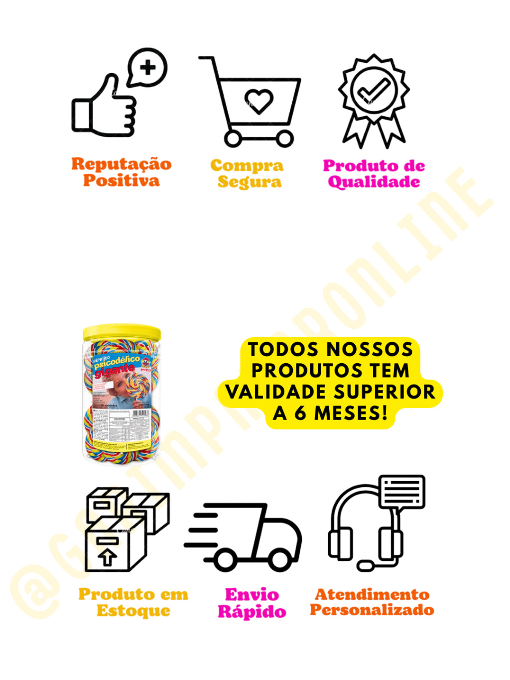 Pirulito Psicodélico Gigante Colorido Chaves 35g Pote Com 30 Unidades| Festa, Lembrancinha e Doces Infantis