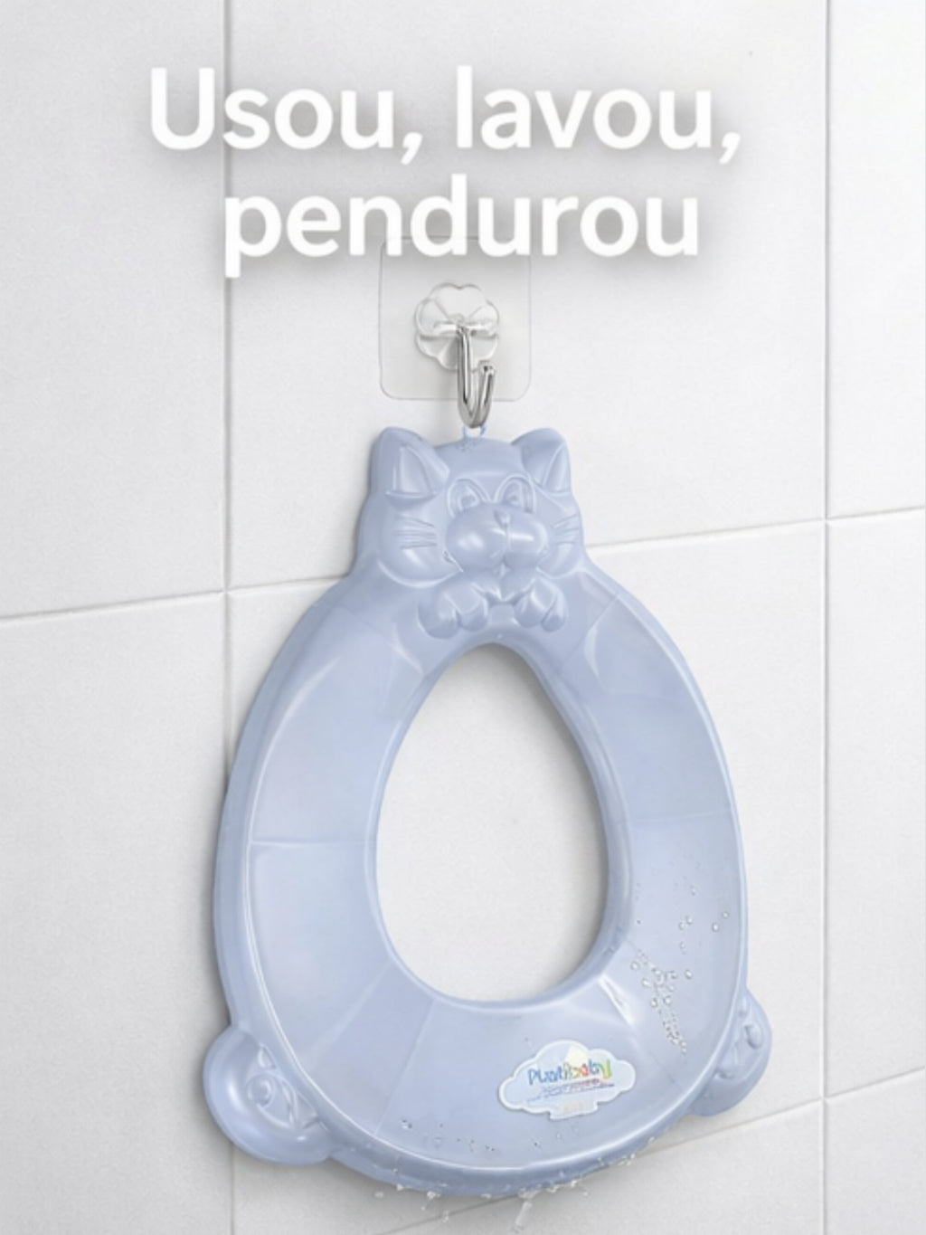Kit Redutor de Assento Infantil para Vaso Sanitário + Gancho Adesivo Parede Transparente