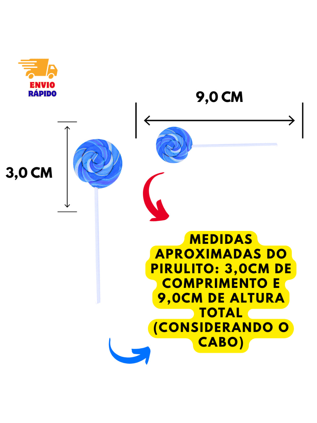 Pirulito Mini Psicodélico Azul 250g Aprox 50un Santa Rita | Lembrancinha Chá Revelação