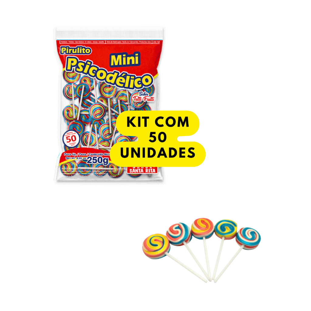 Pirulito Mini Redondo Tutti-Frutti Aprox 50 Unidades 250g | Festa, Lembrancinha e Doces Infantis