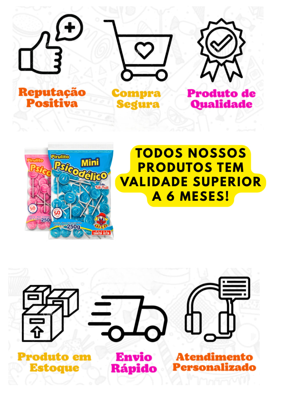 Pirulito Mini Psicodélico Azul 250g Aprox 50un Santa Rita | Lembrancinha Chá Revelação