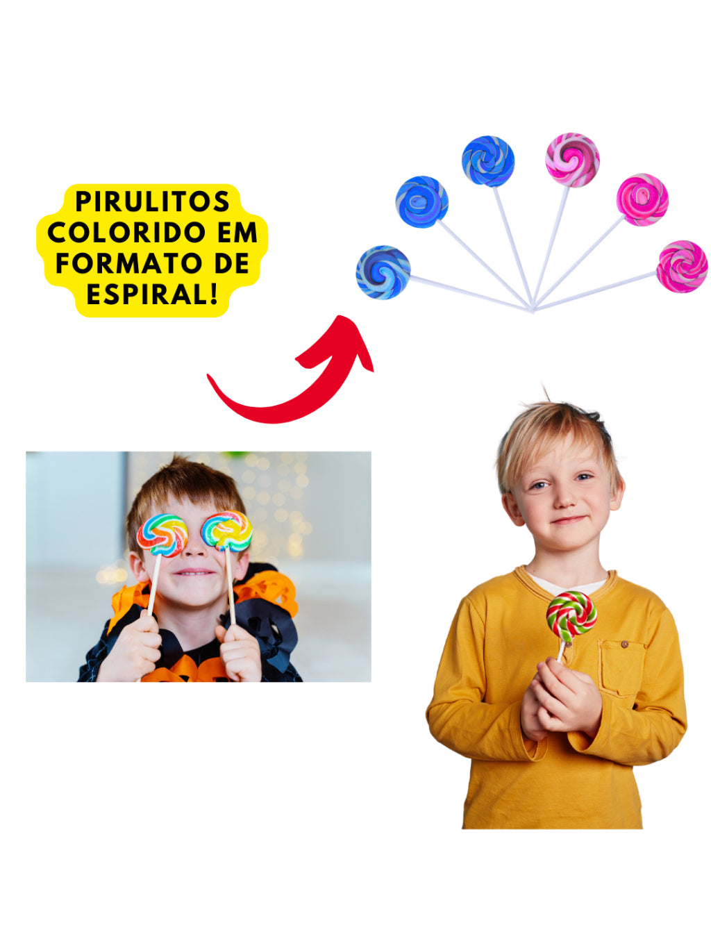 Pirulito Mini Psicodélico Rosa 250g Aprox 50 Unidades Tutti-Frutti Lembrancinha Festa Infantil Kit 50 100 150 200