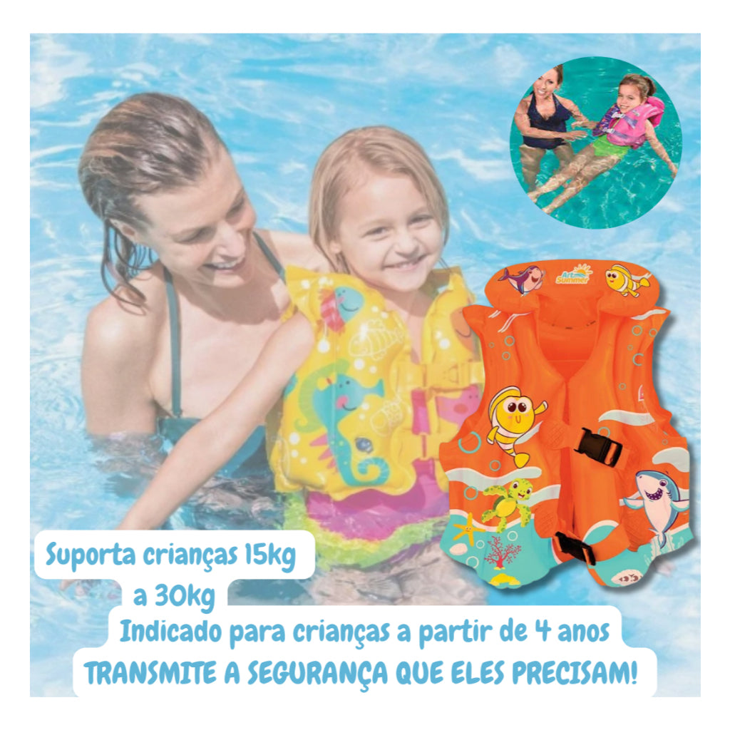 Kit 20 Coletes Infláveis Estampados Boia Infantil  4 Cores Brinquedo Piscina Praia Lago