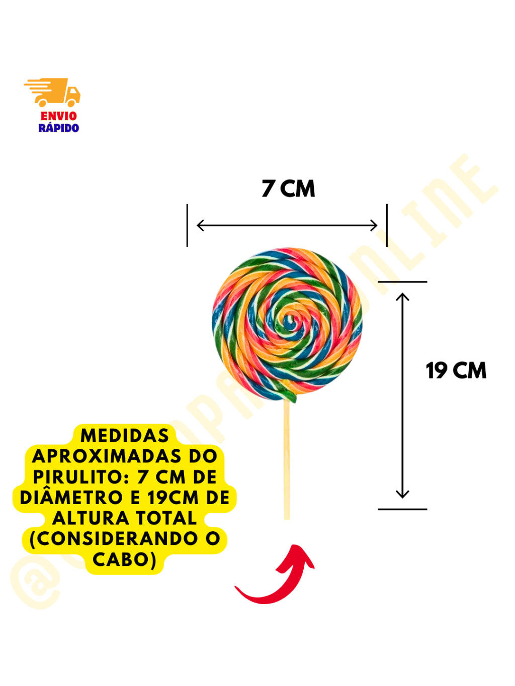 Pirulito Psicodélico Gigante Colorido Chaves 35g Pote Com 30 Unidades| Festa, Lembrancinha e Doces Infantis