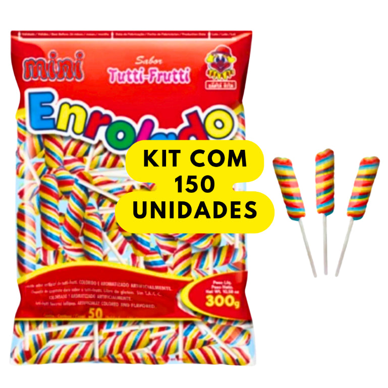 Pirulito Mini Enrolado Tutti-Frutti Aprox 50 Unidades 300g | Festa, Lembrancinha e Doces Infantis