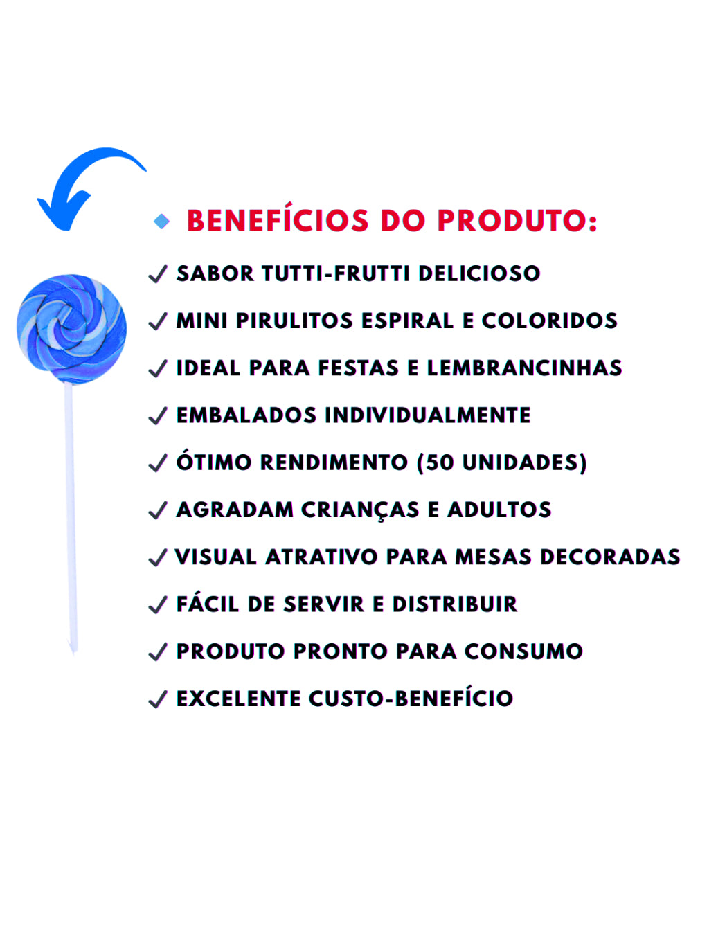 Pirulito Mini Psicodélico Azul 250g Aprox 50un Santa Rita | Lembrancinha Chá Revelação