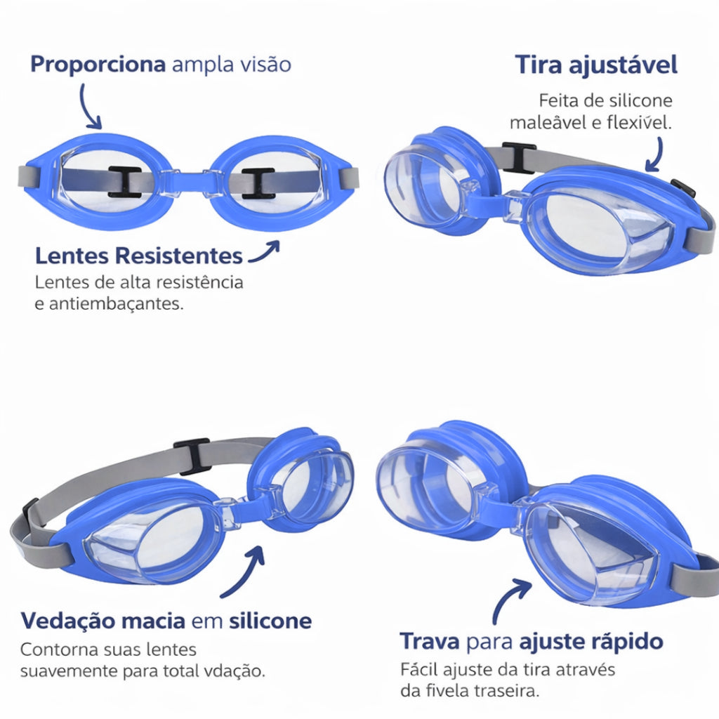 Kit Verão Infantil Piscina Praia – Colete Inflável + Boia Circular 44cm + Óculos de Natação