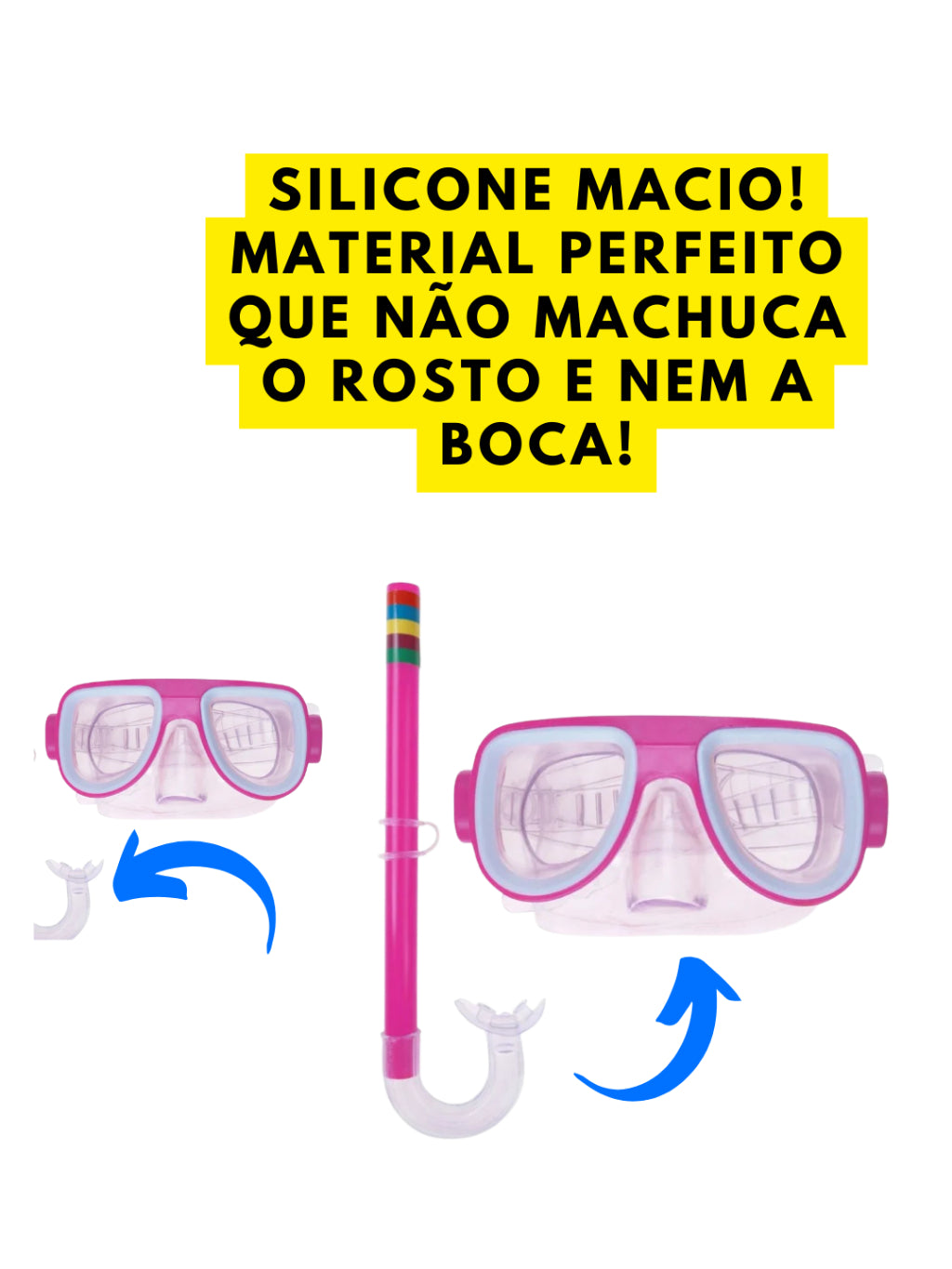 Óculos de Natação Infantil Ajustável – Máscara + Snorkel e Mergulho para Meninos e Meninas