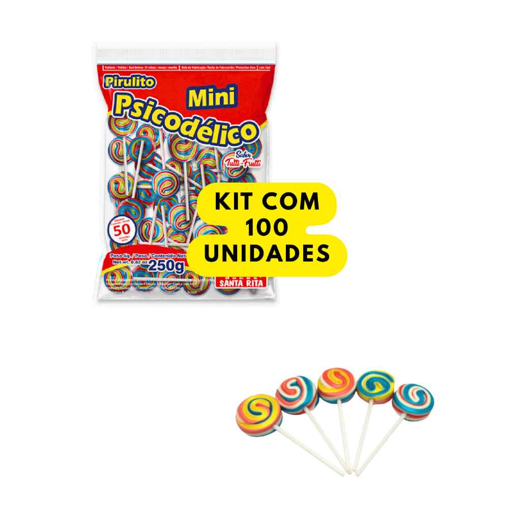 Pirulito Mini Redondo Tutti-Frutti Aprox 50 Unidades 250g | Festa, Lembrancinha e Doces Infantis
