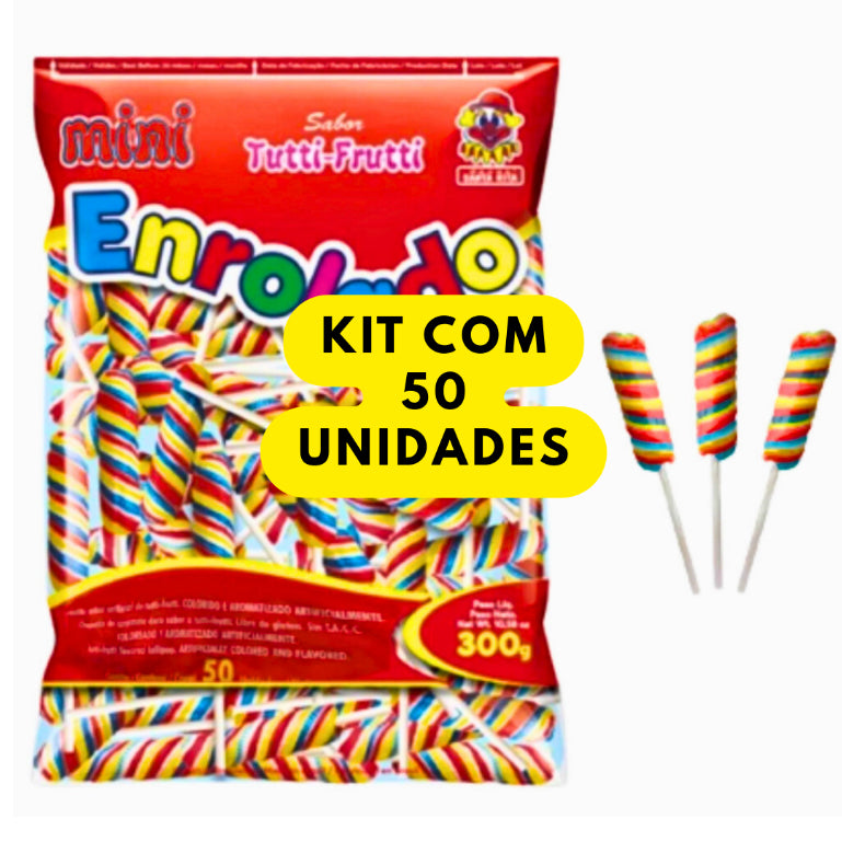 Pirulito Mini Enrolado Tutti-Frutti Aprox 50 Unidades 300g | Festa, Lembrancinha e Doces Infantis