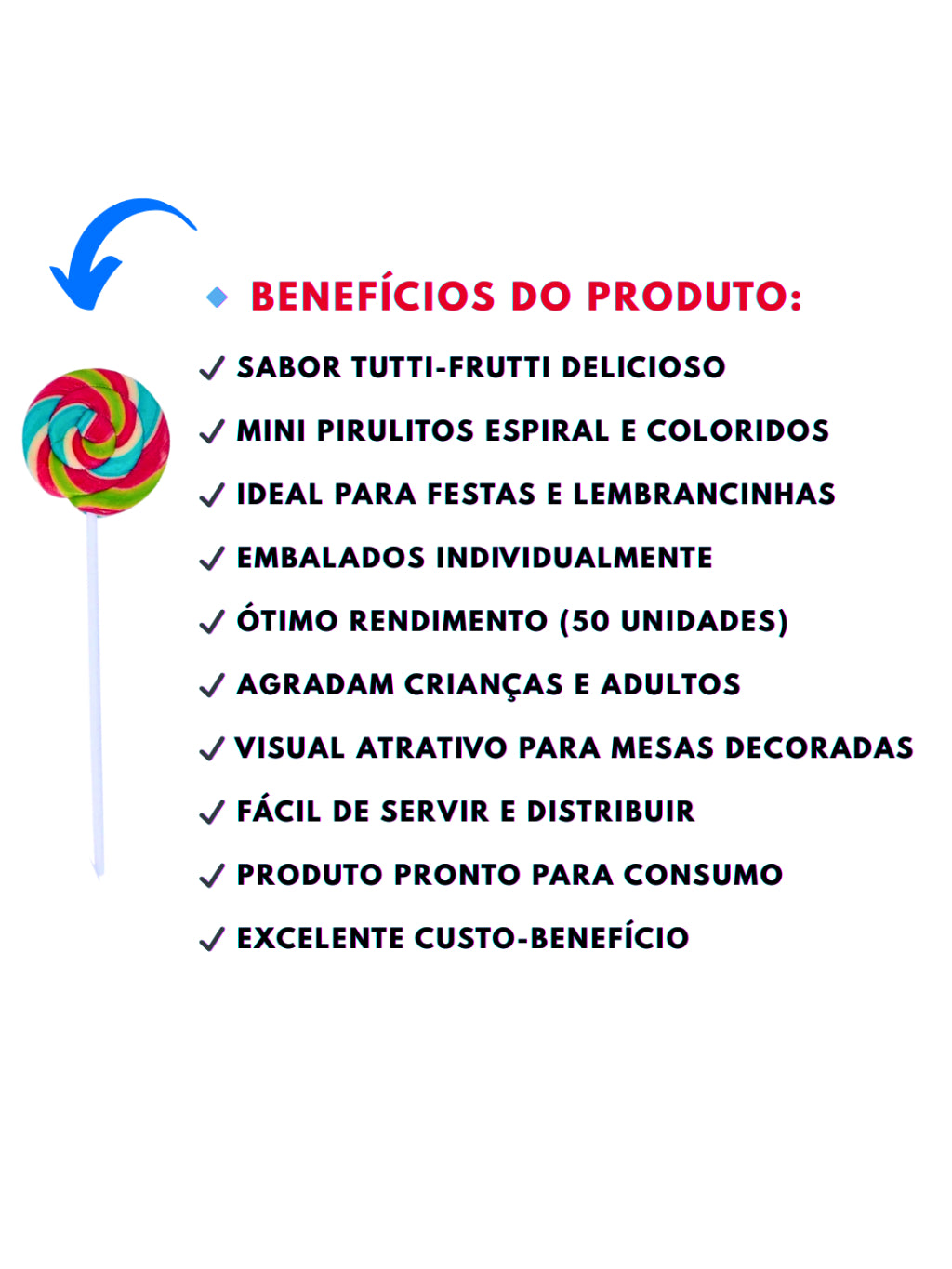 Pirulito Mini Redondo Tutti-Frutti Aprox 50 Unidades 250g | Festa, Lembrancinha e Doces Infantis