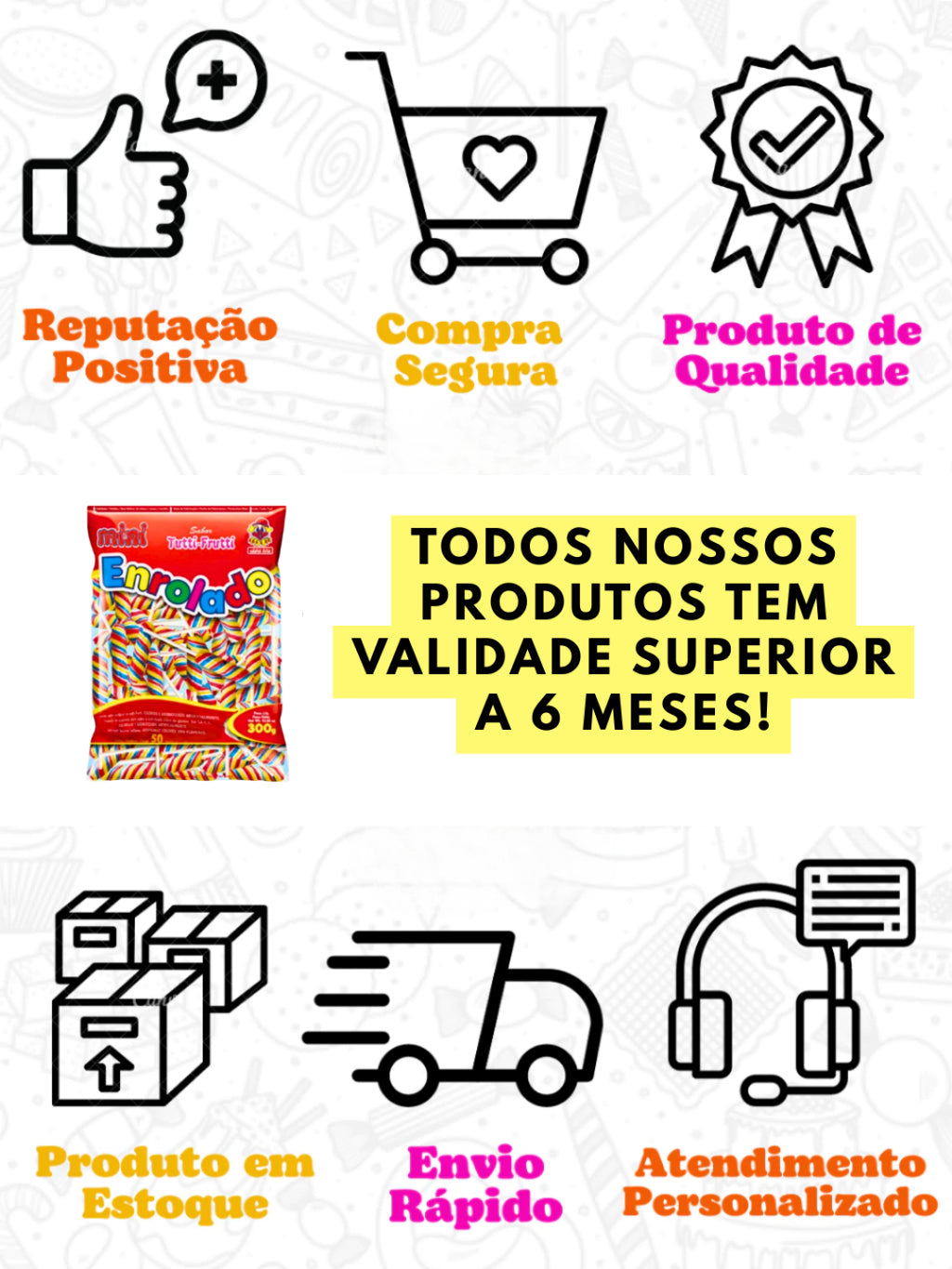 Pirulito Mini Enrolado Tutti-Frutti Aprox 50 Unidades 300g | Festa, Lembrancinha e Doces Infantis