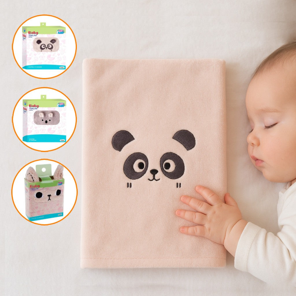 Toalhinhas Infantis Super Macias – Panda Gato Coala - Toque Aveludado e Confortável