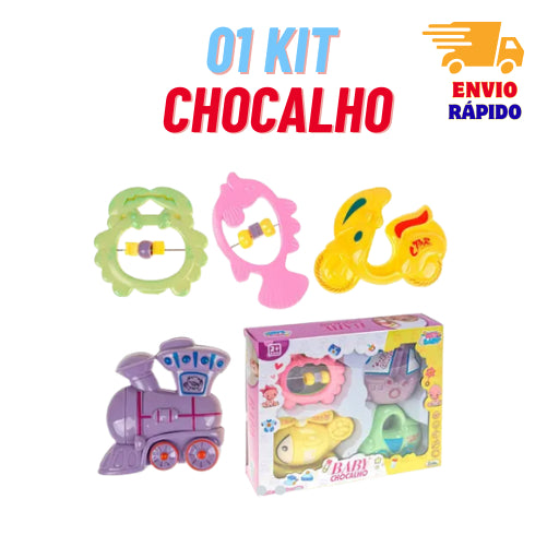 Kit 6 peças Mordedor para Bebe Sensorial Macio com Chocalho Mordedor Silicone Baby Seguro